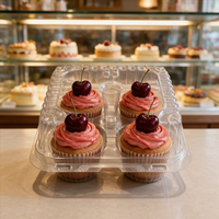 Boîtes à cupcakes personnalisées pour fêtes d'anniversaire, contenants alimentaires ronds en PET avec couvercle en dôme, plateau d'emballage en plastique pour gâteaux