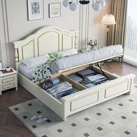 Lit mural Tufei moderne en bois massif de caoutchouc, taille King, avec panneaux en contreplaqué écologiques, mobilier de chambre à coucher de style hôtel