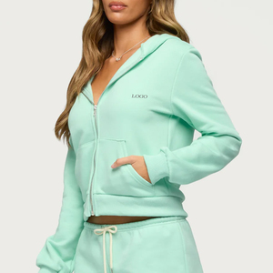 Felpa Corta da Donna <span class=keywords><strong>con</strong></span> Zip e Tasche Laterali, Traspirante e Antipilling, per Palestra e Fitness - Product Image 1