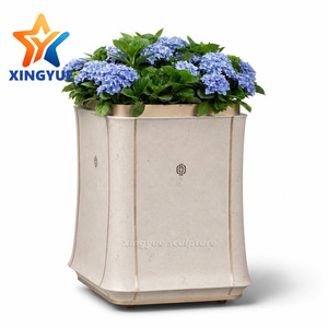 <span class=keywords><strong>Jardinière</strong></span> en acier inoxydable 304 à texture marbrée crème, avec finition dorée et peinture émaillée, pour hôtels de luxe, halls, jardins et places publiques, personnalisable - Product Image 1