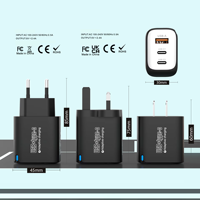 Chargeur rapide pour téléphone portable 12W QC3.0 5V 2.4A 1U+2C Adaptateur d'alimentation USB-C Prise universelle US EU UK