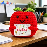 Boneka Amigurumi Apel Merah Rajutan Katun Buatan Tangan, Mainan Boneka Buah Rajut, Dekorasi Meja Lucu, Hadiah, Grosir Kustom