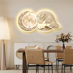 Nuevo tipo <span class=keywords><strong>de</strong></span> decoración <span class=keywords><strong>de</strong></span> pared con <span class=keywords><strong>reloj</strong></span> LED <span class=keywords><strong>de</strong></span> paisaje en miniatura, pintura moderna en porcelana <span class=keywords><strong>de</strong></span> cristal, decoración <span class=keywords><strong>para</strong></span> la sala <span class=keywords><strong>de</strong></span> estar del hogar. - Product Image 1