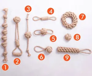 Çok Set eko gri doğal kenevir pamuk Pet halat köpek oyuncak interaktif dayanıklı pet aksesuarları pamuk halat kenevir köpek oyuncak seti - Product Image 2
