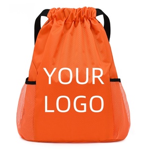 Custom Drawstring Backpack Personalized Bulk Sport Draw String Bags with Logo Text Design Customized Promotional Gift Black