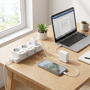 ZHNL <span class=keywords><strong>Adattatore</strong></span> Elettrico 3-in-1 EU USB 16A da Parete con Protezione, Convertitore EU Schuko <span class=keywords><strong>e</strong></span> <span class=keywords><strong>Presa</strong></span> <span class=keywords><strong>Tipo</strong></span> <span class=keywords><strong>E</strong></span> con 1 Porta USB - Product Image 1