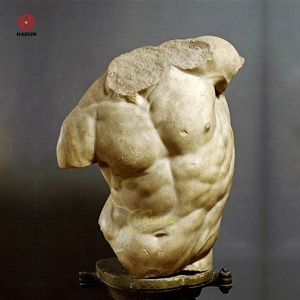 Statue en marbre du torse de Gaddi, sculpture en pierre de buste masculin nu de style hellénique - Product Image 4