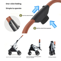 Carrito de Paseo para Mascotas 2 en 1, Plegable con un Clic, de Lujo, con Asa de Cuero Espacial de 60 cm, de Aleación de Aluminio de Aviación, Desmontable