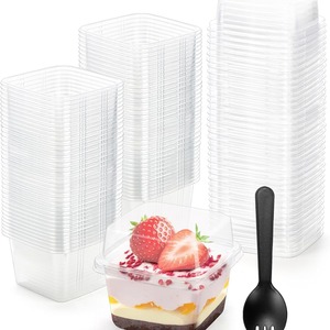 Caja <span class=keywords><strong>de</strong></span> tiramisú cuadrada desechable, envase transparente para pastel <span class=keywords><strong>de</strong></span> mousse, frutas y postres, envase para mille-feuille. - Product Image 4
