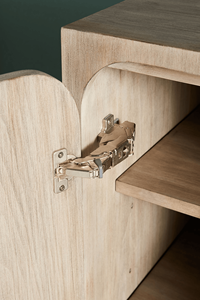 Buffet en bois massif sculpté à la main avec motif floral complexe, style mi-siècle, meuble de rangement d'appoint - Product Image 5