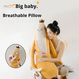 Oreiller apaisant Fumian Banana King, couverture enveloppante pour les jambes, poupée en peluche courte, rembourrage en coton creux pour filles et adultes - Product Image 3