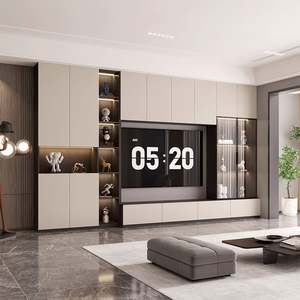 Wall Unit TV Cabinet Middle Ancient Style Luxury Stand <b>Suspended</b> Entertainment Center Living Room Furniture LED Wood Hotel - Product Image 3