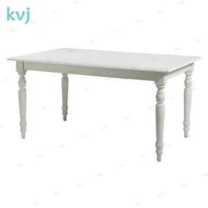 KVJ-7816 nordic distressed whitewash wood shabby chic dining table