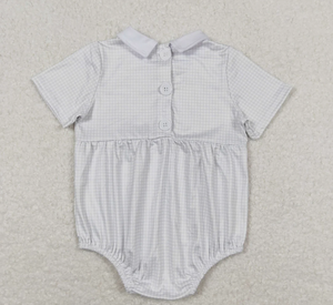 Rompers a cuadros en rosa y blanco para bebés varones y niñas - Product Image 5