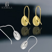 Boucles d'oreilles pendantes en argent sterling 925 Icebela, bijoux fins, forme goutte d'eau lisse, pour femmes