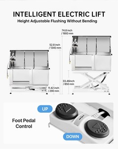 حوض غسيل الكلاب التجاري الفاخر من الفولاذ المقاوم للصدأ ، حمام العناية بالقطط الأليفة لتنظيف الحيوانات الأليفة والاستحمام في صالون تجاري للحيوانات الأليفة - Product Image 4