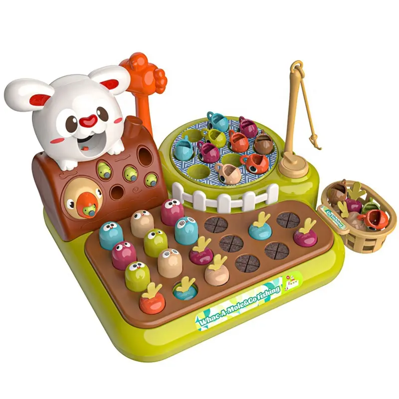 4 em 1 bebê brinquedo Montessori criança pesca whack-a-mole puxando cenoura alimentação jogo aprendizagem educacional motor fino sensorial brinquedo