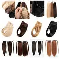 Extensions de queue de cheval Power Ponytail, cheveux Remy européens, lisses, blonds, avec cordon de serrage et clip, 18-20 pouces, pour cheerleading