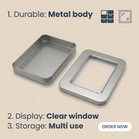 Boîte en métal rectangulaire transparente avec couvercle, idéale pour l'emballage cadeau, la présentation et le stockage alimentaire (qualité alimentaire)