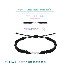 Bracciale alla moda con filo intrecciato Infinity nero-argento - Product Image 1