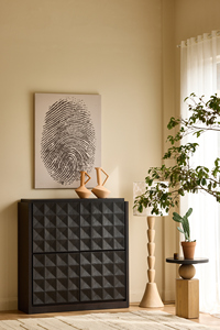 <span class=keywords><strong>Meubles</strong></span> modernes personnalisés de haute qualité, armoire latérale carrée à quatre portes en chêne pin noir mat - Product Image 2