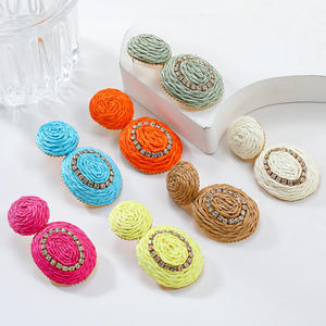 ต่างหูทอแฟชั่นวินเทจทอเพชรชุดจี้หลายสีสำหรับผู้หญิง1016 - Product Image 2