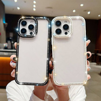 Coque de téléphone transparente Bling Double Diamant pour iPhone 16 11 12 13 14 15 17 Pro Max, protection pare-chocs transparente pour l'arrière