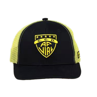 Fabricante al por mayor de alta calidad gorra de red deportiva estructurada negro amarillo malla camionetas sombreros de conductor con bordado personalizado