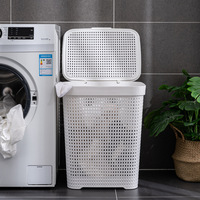 Panier de rangement pliable et empilable en plastique PP pour salle de bain, grande capacité, durable, moderne, 60L, pour vêtements et outils