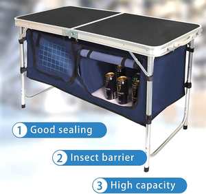 Table de camping pliable en aluminium légère avec compartiment de rangement, réglable en hauteur, pour cuisine de camping et barbecue en extérieur - Product Image 6