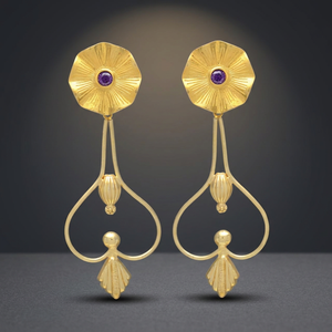 Boucles d'oreilles pendantes en laiton plaqué or, faites à la main, ethniques, bohèmes, tendance, tribales, pour mariage et fiançailles, Jaipur - Product Image 2