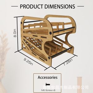 Support en bois à 2 niveaux pour aliments pour chats, organisateur de rangement pour boîtes de conserve, pour aliments pour animaux de compagnie, utilisation sur bureau, cuisine, armoire, garde-manger - Product Image 5