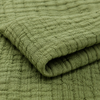 Tissu tricoté warp froissé 98% polyester 2% élasthanne, tissu tricoté froissé à carreaux verticaux pour robes, chemisiers et vêtements de mode féminins