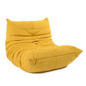 Casa habitación piso amarillo silla sofá de tela plisada tapicería suave plegable cómodo perezoso sofá silla - Product Image 1