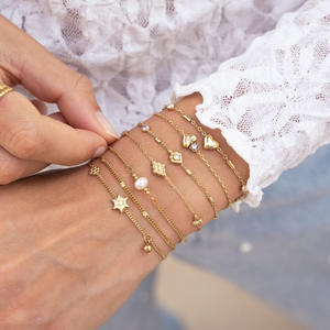 Brazaletes de pulsera de acero inoxidable para mujer a la moda, joyería chapada en oro de 18 quilates, pulsera de diamantes de imitación de circón con Cruz de corazón para mujer - Product Image 5