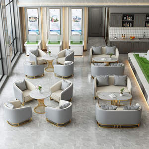 Conjunto de sillas de hotel con mesa de mármol para vestíbulo y área de recepción, uso en interiores - Product Image 3