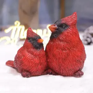 Großhandel Urlaub Dekor Kardinal Harz Red Bird Weihnachts schmuck Harz Kardinal Red Bird Figuren