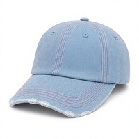 Casquette de baseball en denim délavé, visière incurvée, sangle réglable, style streetwear décontracté