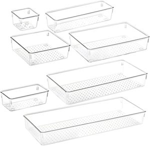 Wholesale 4 25pcs <b>Plastic</b> PET Injection-Molded Flexible Freely Combinable Transparent Versatile Drawer Organizers Container <b>Box</b> - Product Image 1