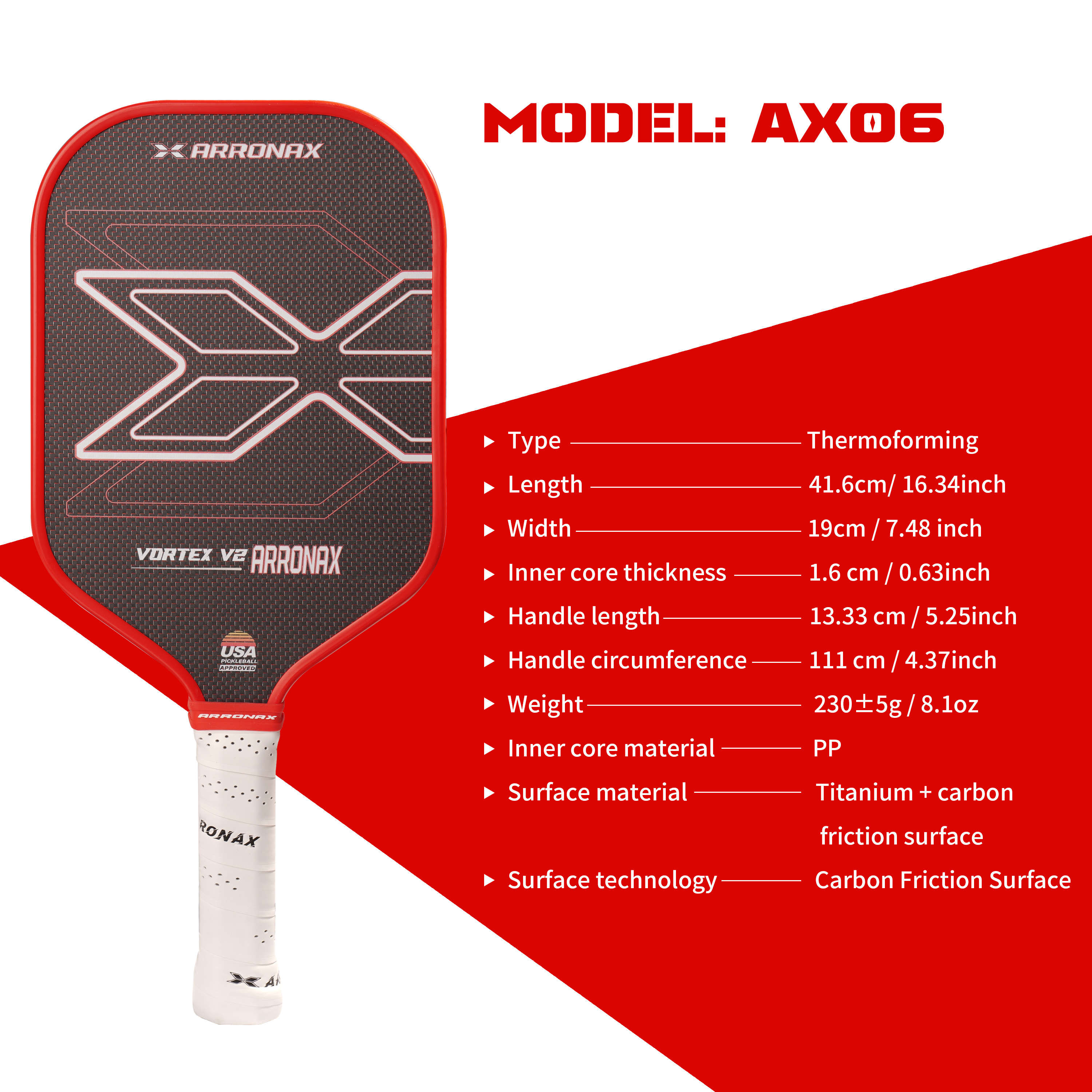 ARRONAX 2024 Custom Titanium Carbon Fiber Pickleball Paddle