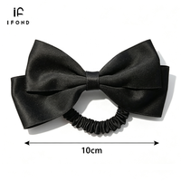IFOND Vente en gros Chouchou en satin double couche avec nœud et ruban, élastique pour cheveux, accessoires pour queue de cheval pour femmes et filles