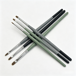 Pinceau à ongles en Kolinsky à pointe plate, <span class=keywords><strong>gris</strong></span> vert noir blanc, manche en métal, pinceau à ongles en acrylique pour la sculpture, le détail <span class=keywords><strong>et</strong></span> le nail art - Product Image 2