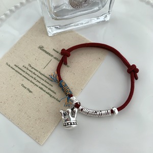 Crown Shaped Red <b>Rope</b> <b>Bracelet</b> S925 Sterling Silver Unisex Jewelry Gift - Product Image 3