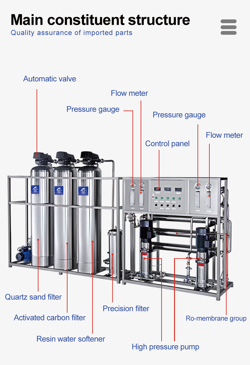 Pure Water Making Industrial Treatment RO System Filter Purification Plant Machine 500l / h Reverse Osmosis
