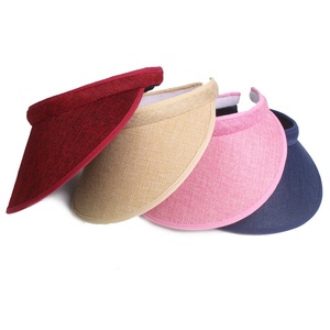 Casquettes pare-soleil personnalisées pour femmes, visière de golf avec clip, chapeaux tendance en faux lin à large bord, protection UV, pêche, quotidien, extérieur - Product Image 1