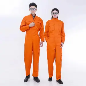 Hot spring and autumn polyester cotton jumpsuit crew shipyard worksuit auto repair worker dustproof labor protection overalls