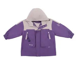 高品質の子供防水アウトドアジャケット秋のカジュアルな女の子フード付きウインドブレーカーレインコート