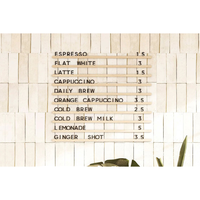 Tablero de menú de madera de pino para colgar en la pared de fábrica, letras intercambiables para cafetería o cafetería, rieles de menú montados en la pared