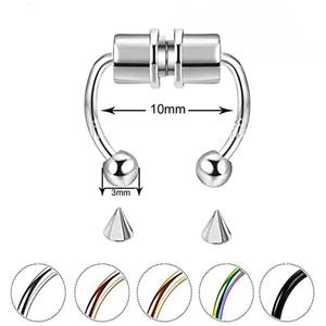 Anneau de <span class=keywords><strong>nez</strong></span> magnétique en acier inoxydable 316, faux anneau de <span class=keywords><strong>nez</strong></span> pour homme et femme, mariage ou cadeau, <span class=keywords><strong>piercing</strong></span> du septum nasal, cartilage - Product Image 2