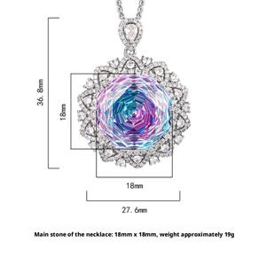 Collares Clásicos Antideslustre Ecológicos de Cobre con Circonita Cúbica de 18mm con Corte Rosa y Color Degradado para Mujer, Regalo al por Mayor - Product Image 2